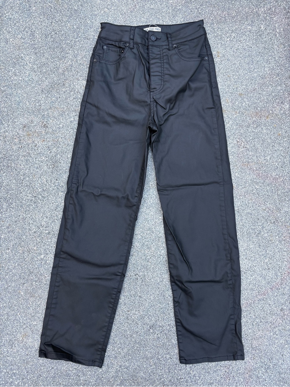 We The Free Black Straight-Leg Pleather Pants